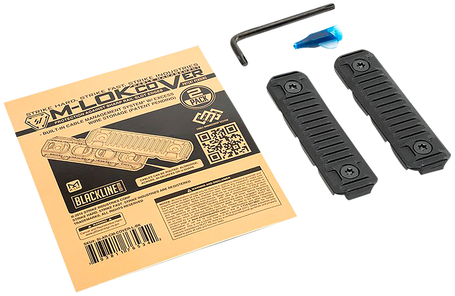 Strike Industries ARCMCOVERLBK Cable Management Cover Long 3.14"L Black Polymer for M-Lok