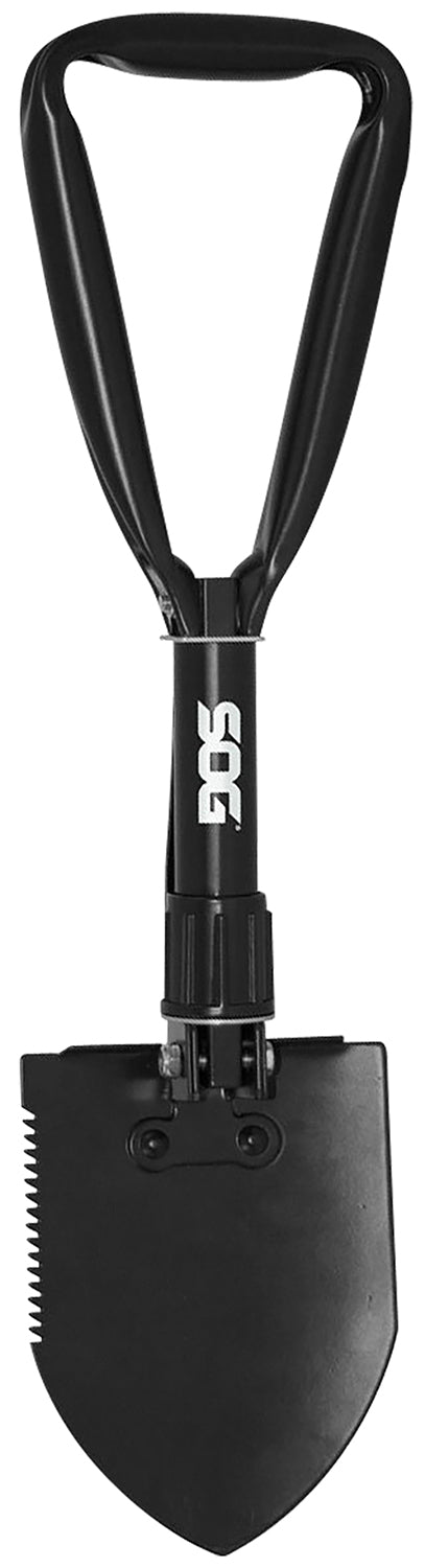 S.O.G SOGF08N Entrenching Tool  Folding Shovel Plain/Serrated Blade Black Powder Coated High Carbon Steel Handle 18.25" Long Includes Sheath