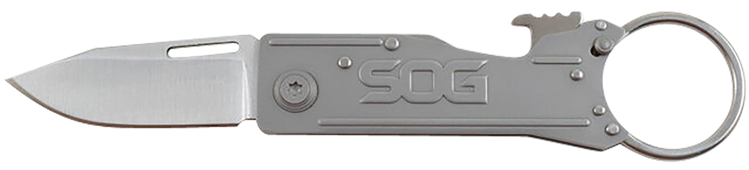 S.O.G SOGKT1001CP KeyTron  1.80" Folding Plain Clip Point Grey 5Cr13MoV SS Blade/ Grey Stainless Steel Handle