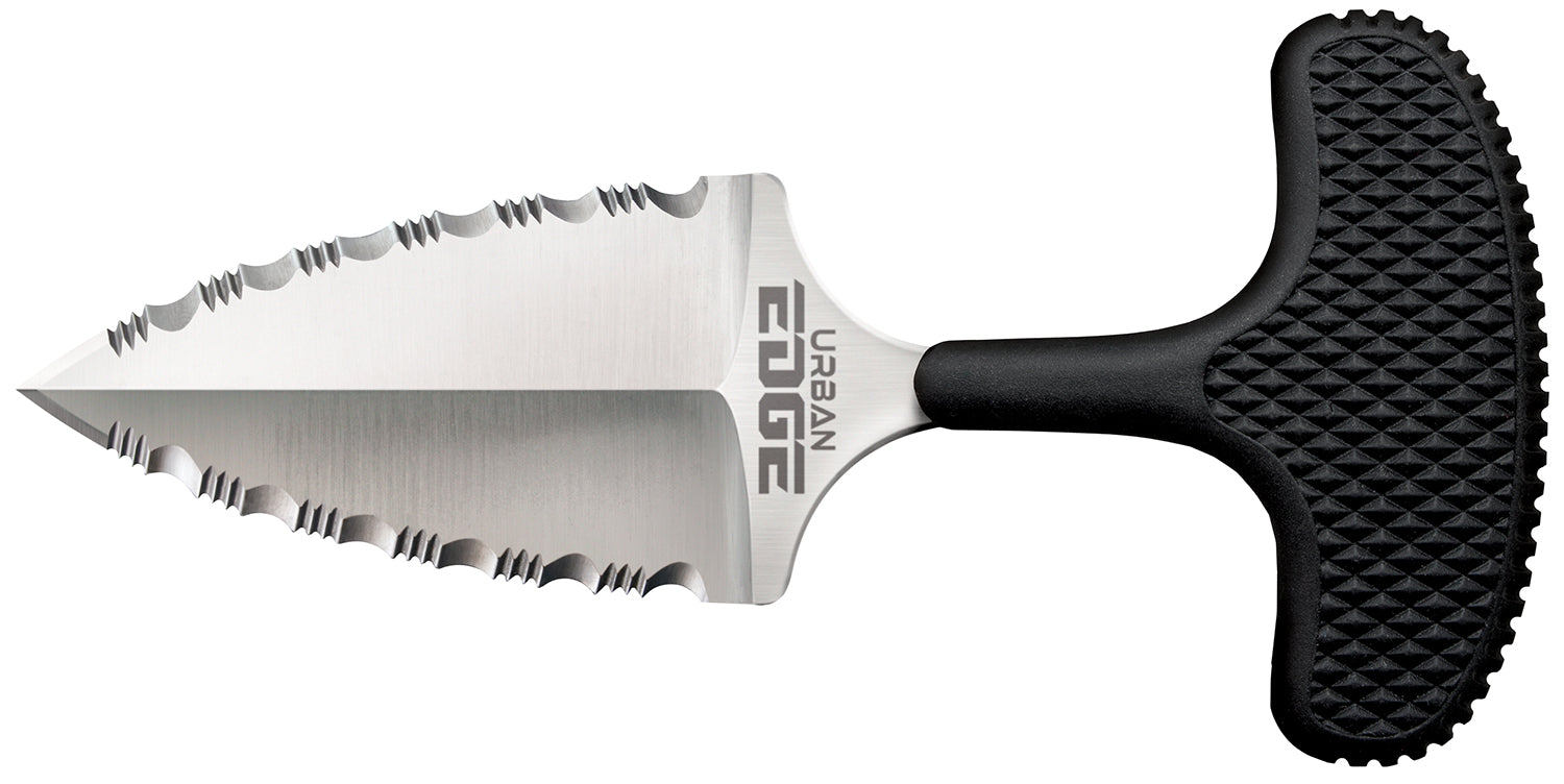 Cold Steel CS43XLSS Urban Edge  2.50" Fixed Serrated Stone Washed Japanese AUS-8A SS Blade/Black Textured Kray-Ex Handle