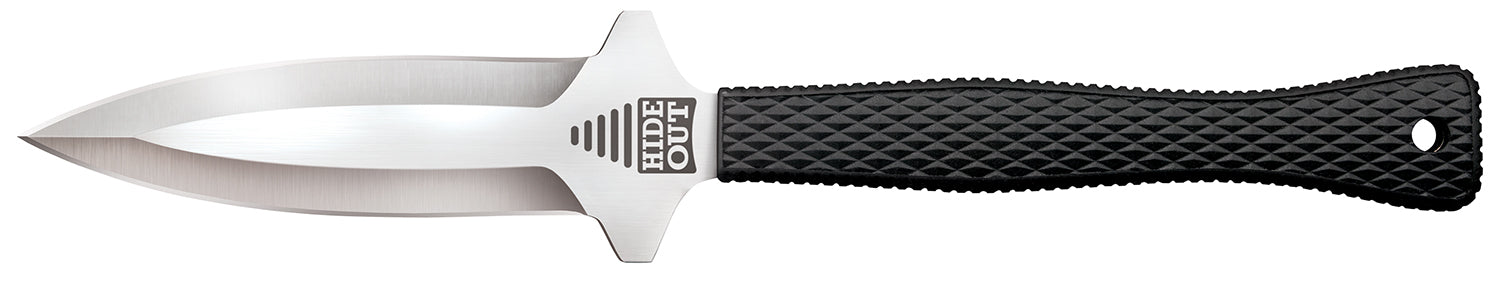Cold Steel CS49NDE Hide Out  3" Fixed Plain Satin Polished Japanese AUS-8A SS Blade/ Black Contoured & Checkered Kray-Ex Handle