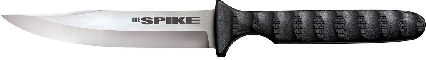 Cold Steel CS53NBS Spike  4" Fixed Bowie Plain 4116 Stainless Steel Blade/Black Scalloped Griv-Ex Handle Includes Sheath