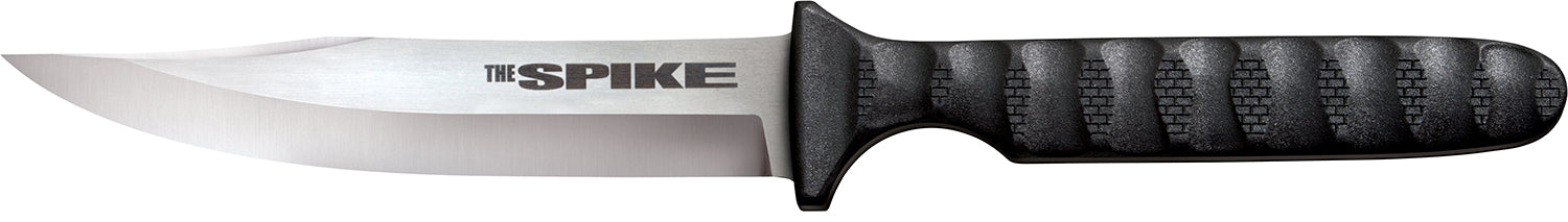 Cold Steel CS53NBS Spike  4" Fixed Bowie Plain 4116 Stainless Steel Blade/Black Scalloped Griv-Ex Handle Includes Sheath