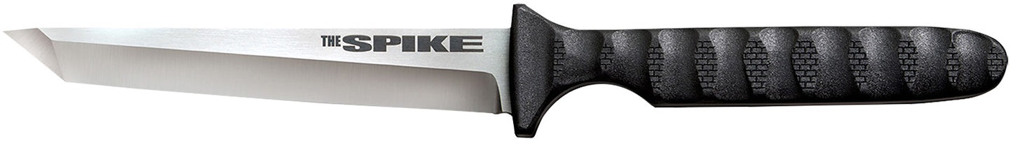 Cold Steel CS53NCT Spike  4" Fixed Tanto Plain Cryo 4116 SS Blade/Black Scalloped Griv-Ex Handle Includes Bead Chain Lanyard/Sheath