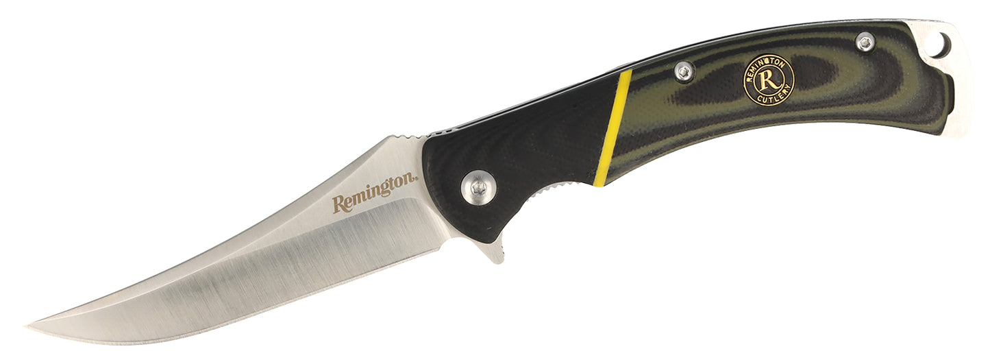 Remington Accessories 15632 Hunter D2 Trailing Point Folding Plain Stainless Steel Blade Multi-Color G10 Handle Includes Sheath