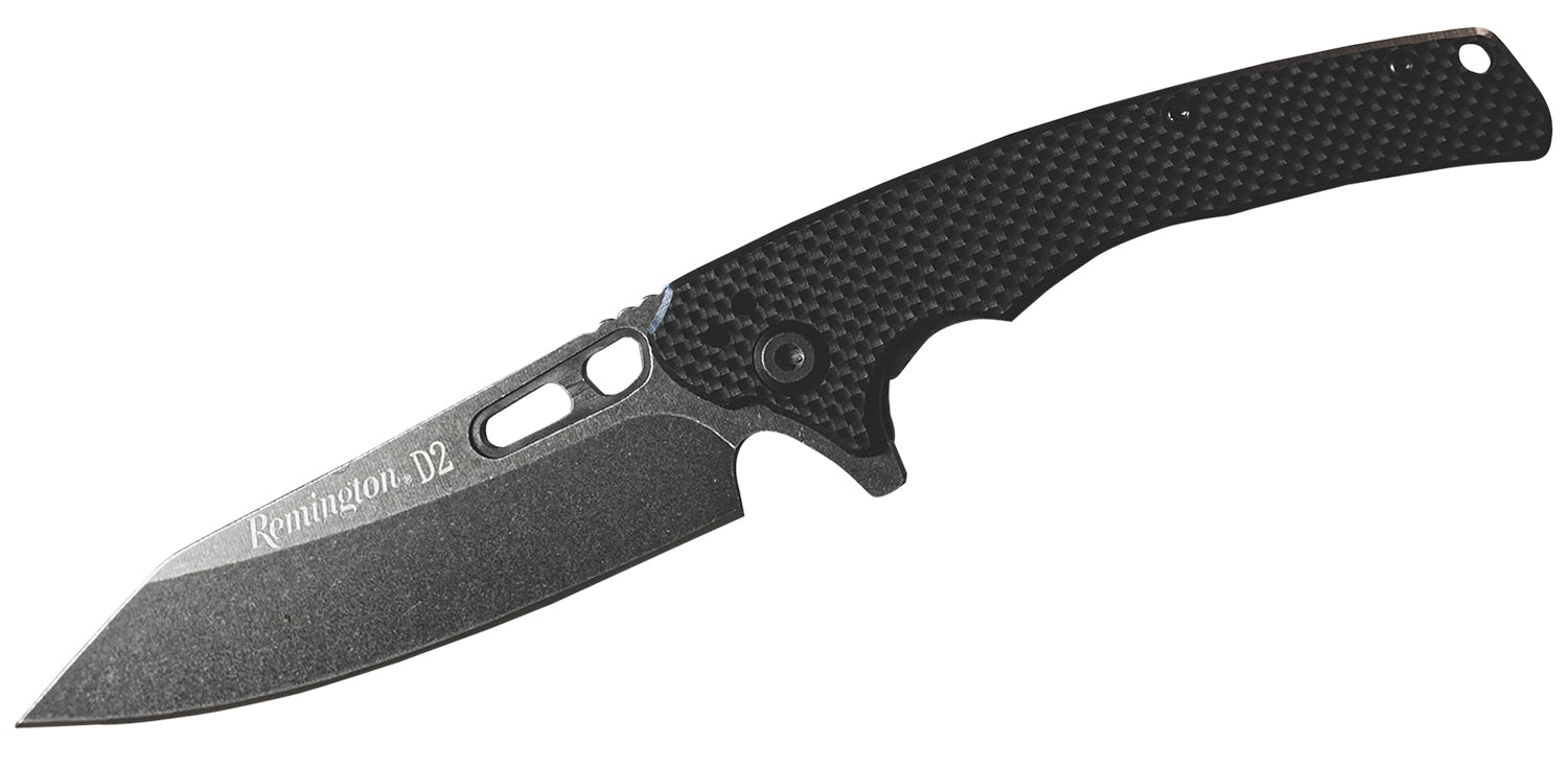 Remington Accessories 15666 EDC  Folding Caper Stonewashed D2 Steel Blade Black G10 Handle Includes Pocket Clip