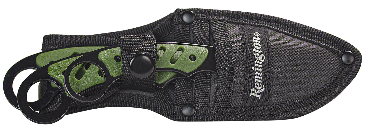 Remington Accessories 15679 Sportsman  7.25" Gut Hook/7.25" Skinner/6.5" Caping Knife Skinner Stonewashed Black Matte Black/OD Green Textured 3 Knives Piece Includes