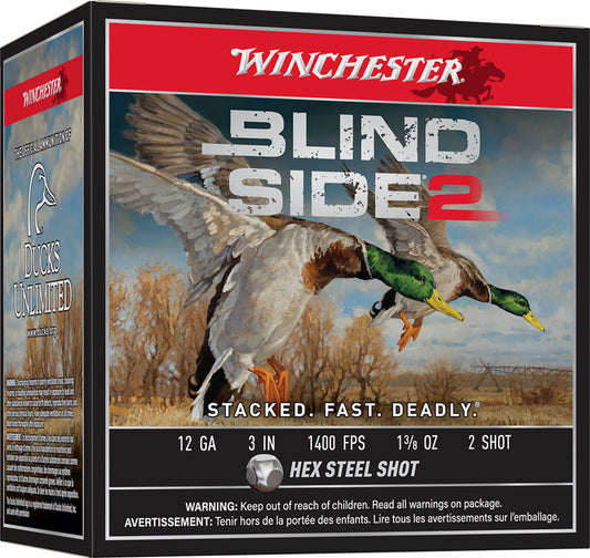 Winchester Ammo XBS1232 Blind Side 2  12Gauge 3" 1 3/8oz 2Shot 25 Per Box/10 Case