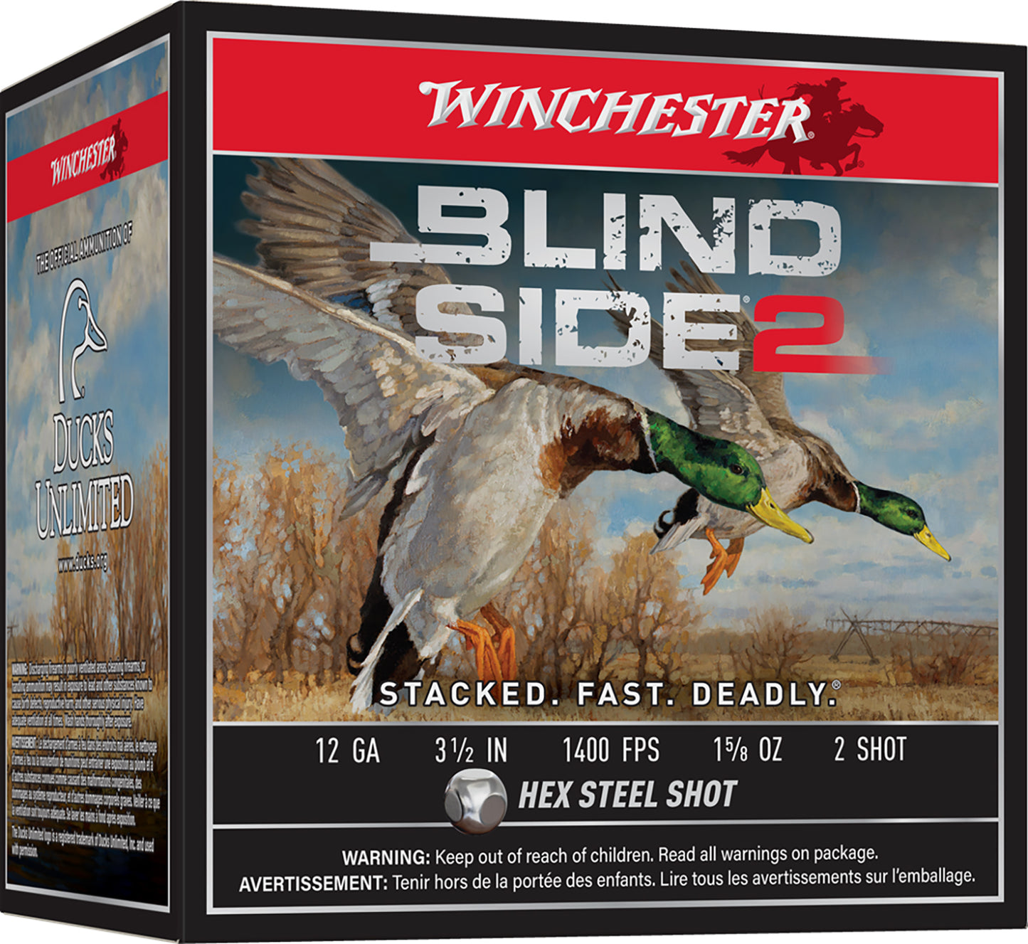 Winchester Ammo XBS12L2 Blind Side 2  12Gauge 3.50" 1 5/8oz 2Shot 25 Per Box/10 Case