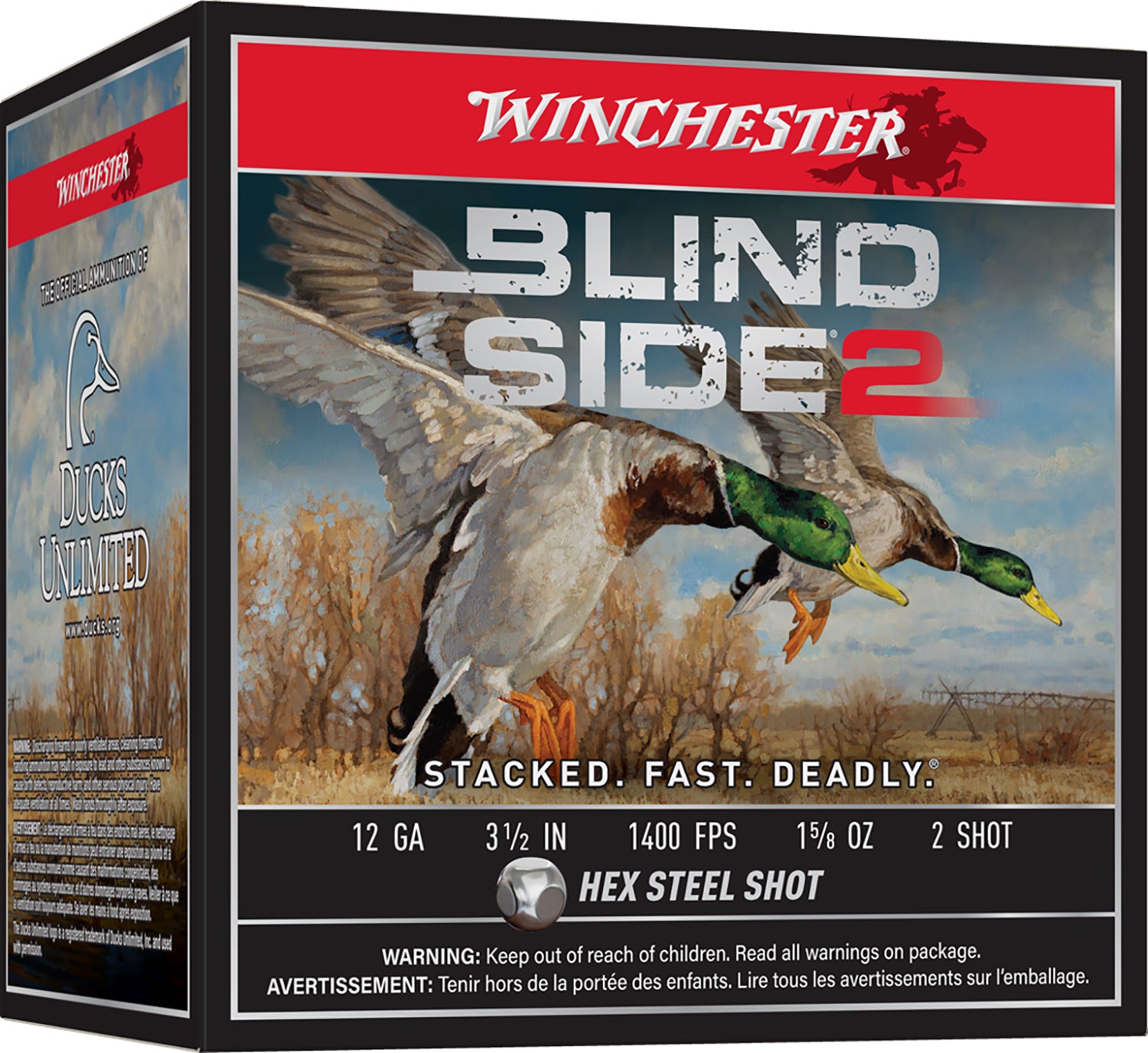 Winchester Ammo XBS12L2 Blind Side 2  12Gauge 3.50" 1 5/8oz 2Shot 25 Per Box/10 Case