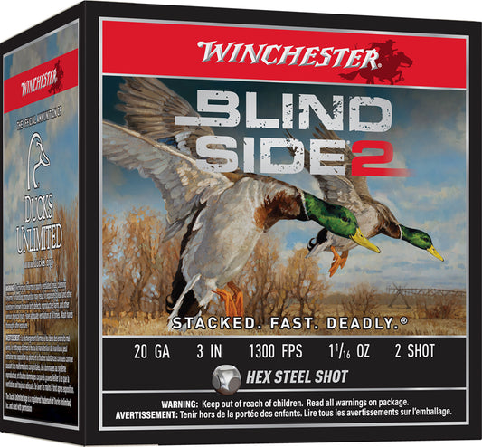 Winchester Ammo XBS2032 Blind Side 2  20Gauge 3" 1 1/16oz 2Shot 25 Per Box/10 Case