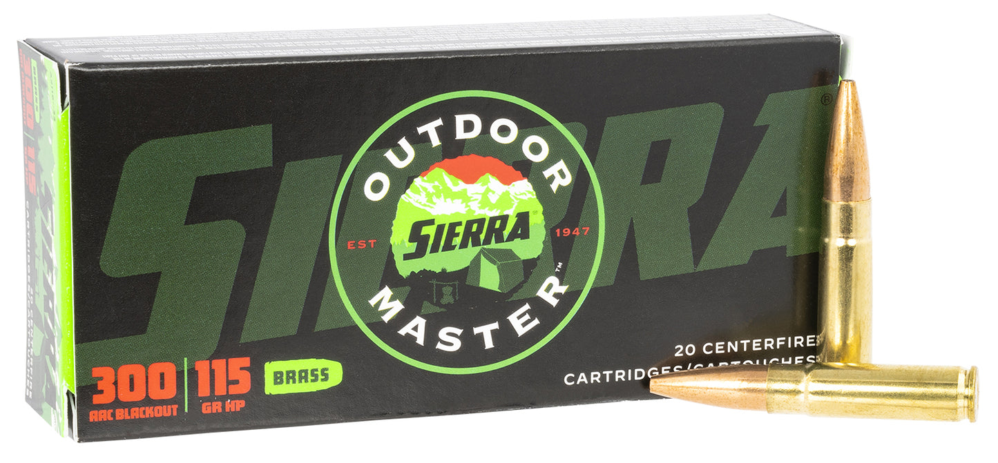 Sierra A211633 Outdoor Master  300Blackout 115gr Hollow Point 20 Per Box/10 Case