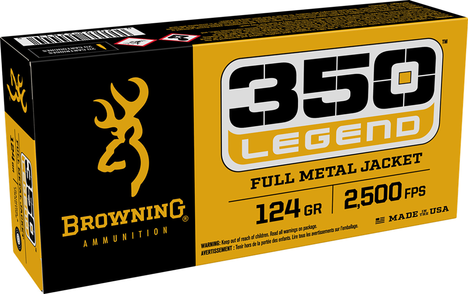Browning Ammo B192803501 FMJ  350Legend 124gr Full Metal Jacket 20 Per Box/10 Case
