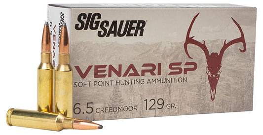 Sig Sauer V65CMSP12920 Venari  6.5Creedmoor 129gr Soft Point 20 Per Box/10 Case
