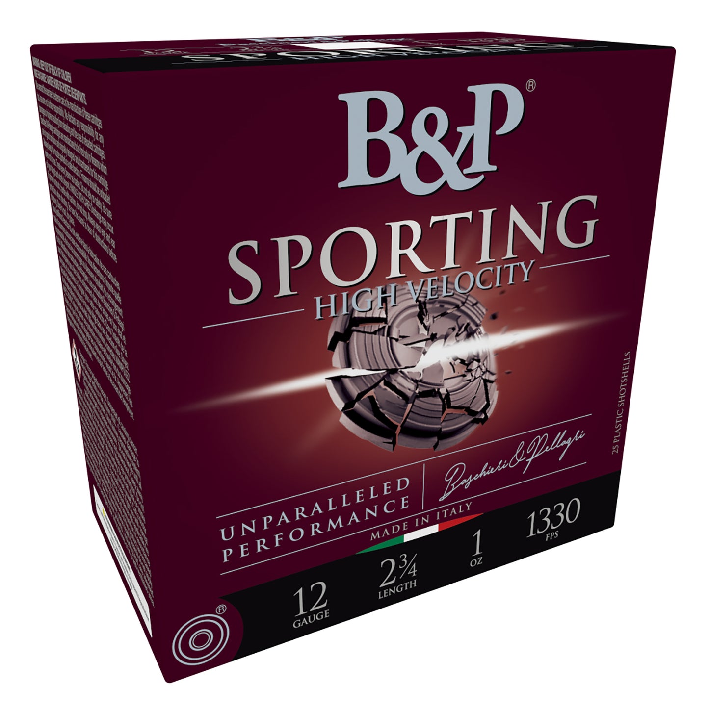 B&P 12B1SCH8 Sporting Clays High Velocity 12Gauge 2.75" 1oz 8Shot 25 Per Box/10 Case