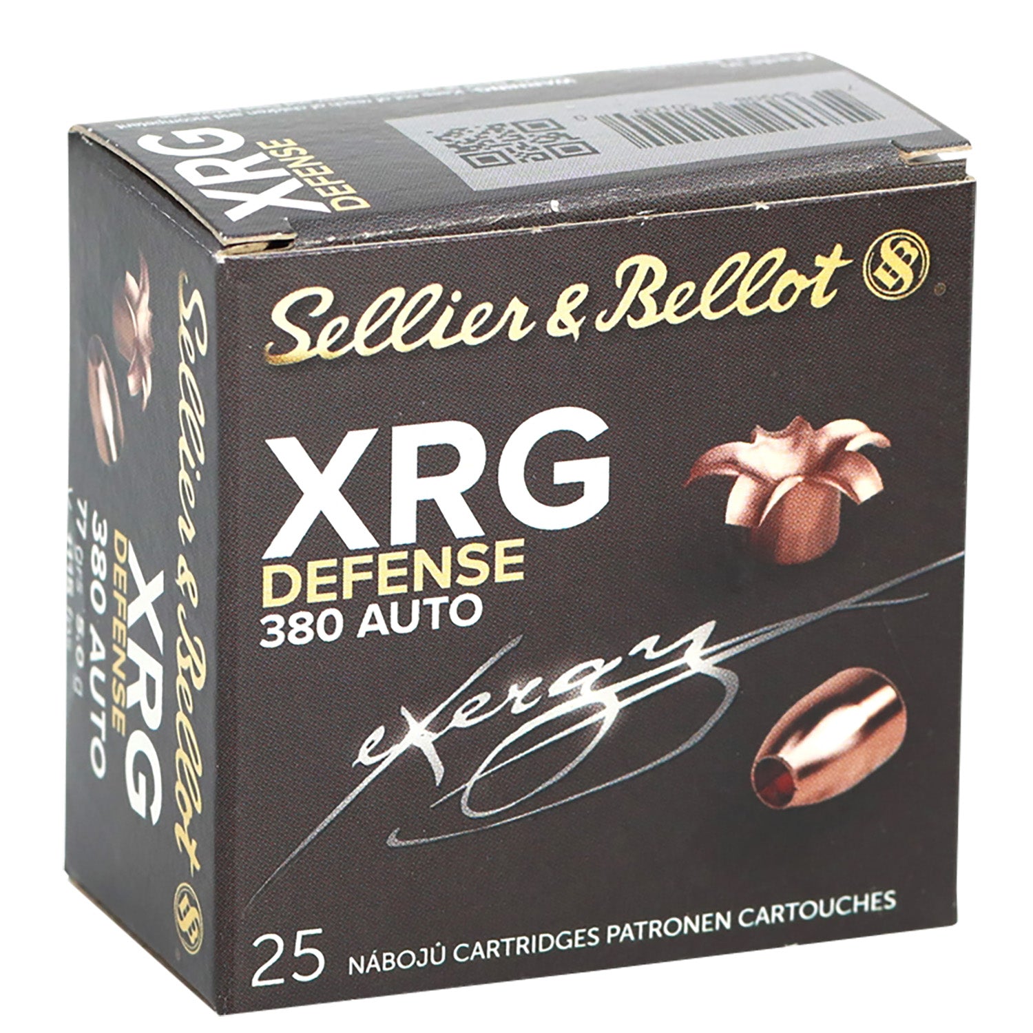 Sellier & Bellot SB380XA XRG Defense 380ACP/9mm BrowningCourt 77gr Solid Copper Hollow Point 25 Per Box/40 Case