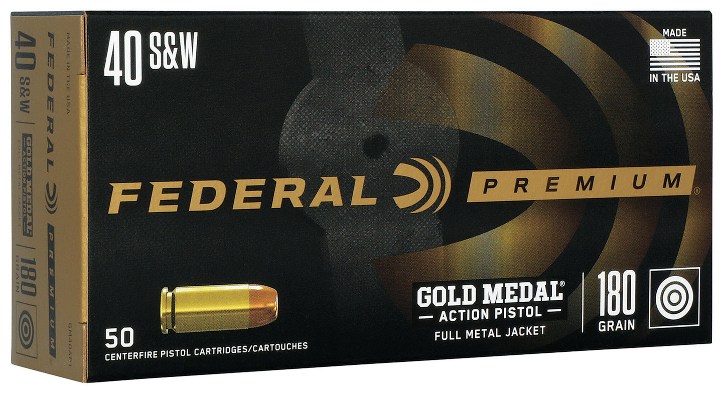 Federal GM40AP1 Gold Medal Centerfire Pistol 40S&W 180gr Full Metal Jacket 50 Per Box/10 Case