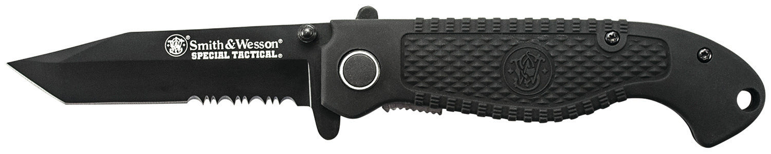 Smith & Wesson Knives CKTACBSCP Special Tactical  3.50" Folding Part Serrated Stainless Steel Blade 4.60" Black