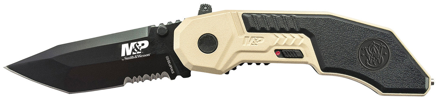 Smith & Wesson Knives SWMP3BSDCP M&P M.A.G.I.C. 2.80" Folding Part Serrated Black Oxide 4034 SS Blade 4.30" Aluminum Handle Includes Pocket Clip