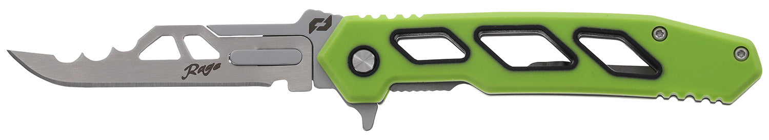 Schrade 1197645 Isolate Enrage 7 2.60" Folding Scalpel Plain Satin 420A Steel Blade, 4.25" Green Non-Slip Carbon Fiber Handle, Includes Blade Removal Tool/Case/Sheath/