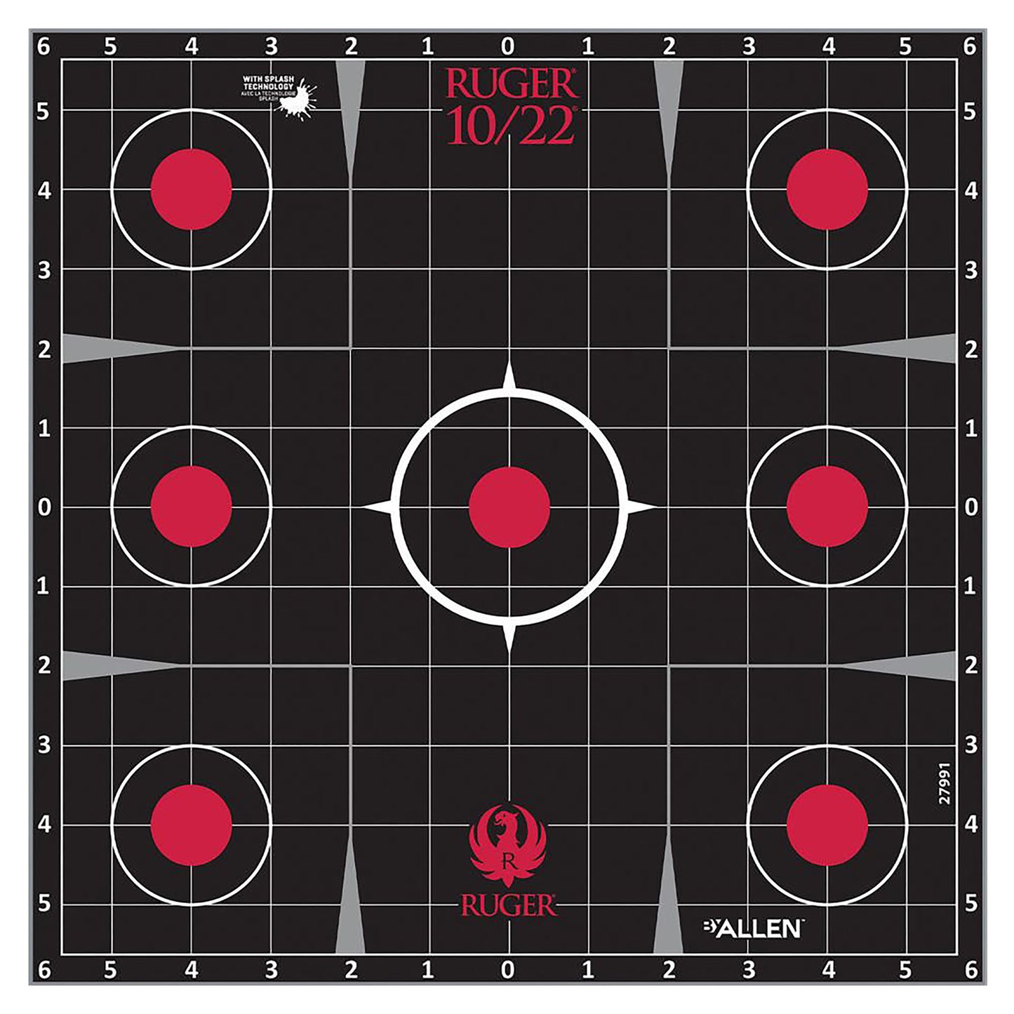Ruger 28001 Splash Adhesive Target Kit  17.5" X 13.5" Black/Red Includes 3 Paper Targets