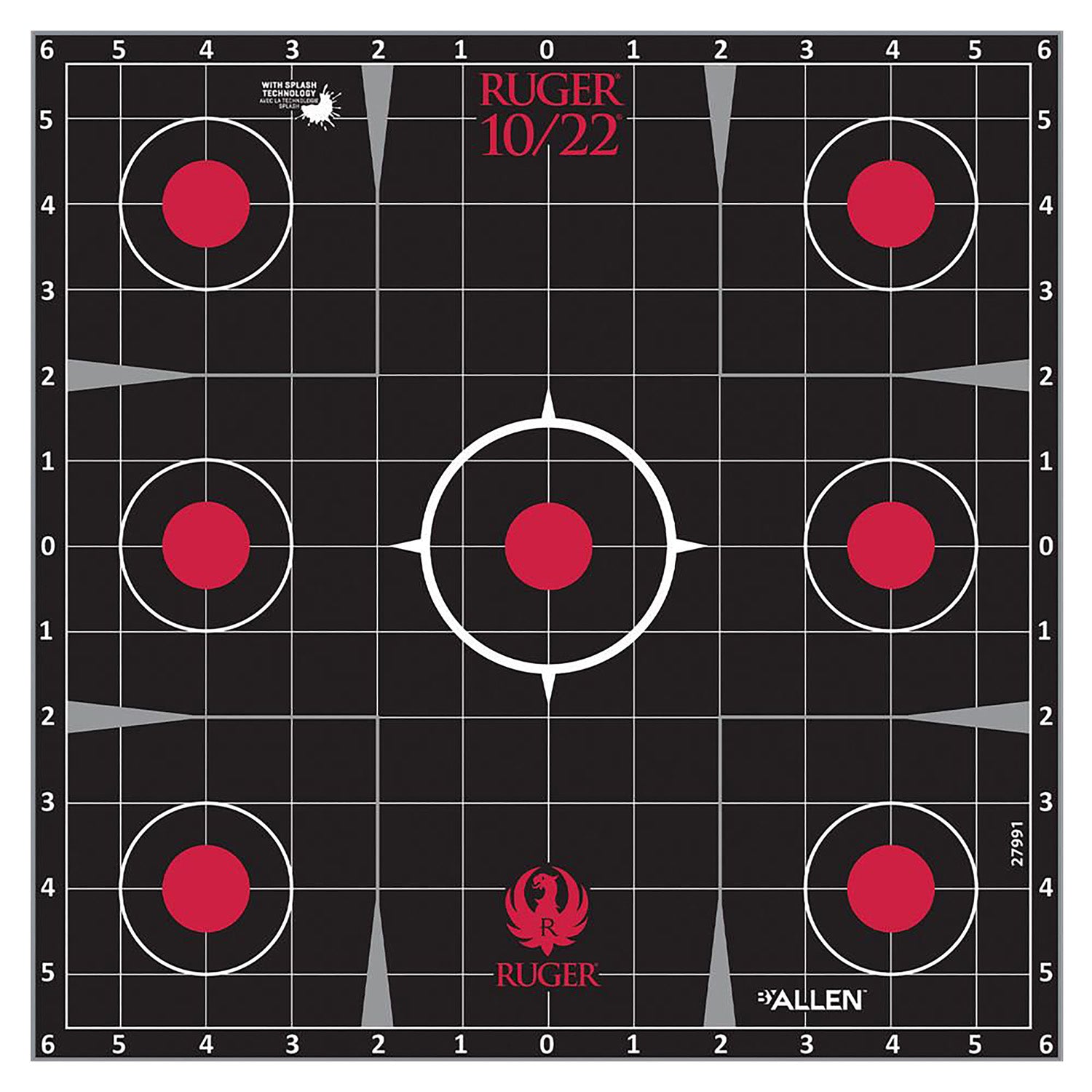 Ruger 28001 Splash Adhesive Target Kit  17.5" X 13.5" Black/Red Includes 3 Paper Targets