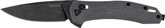 Kershaw 2042 Covalent  Mid-Size 3.20" Folding Drop Point Plain Black Oxide Blackwash D2 Steel Blade, Gray Textured Pockets Glass Filled Nylon Handle, Includes Pocket Clip