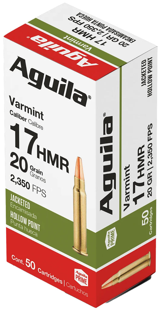 Aguila 1B222347 Target & Range Varmint 17HMR 20gr Jacketed Hollow Point 50 Per Box/20 Case