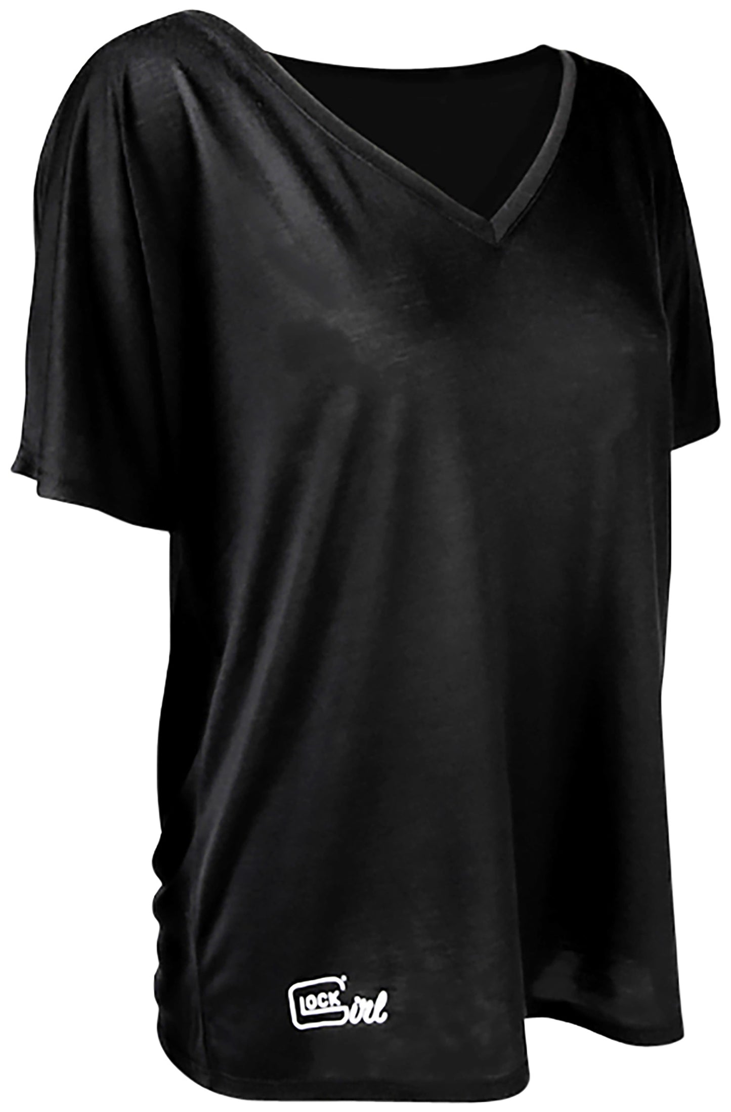 Glock AP960352 Glock Girl Relaxed  Black Pre-Shrunk Cotton Short Sleeve V-Neck Large