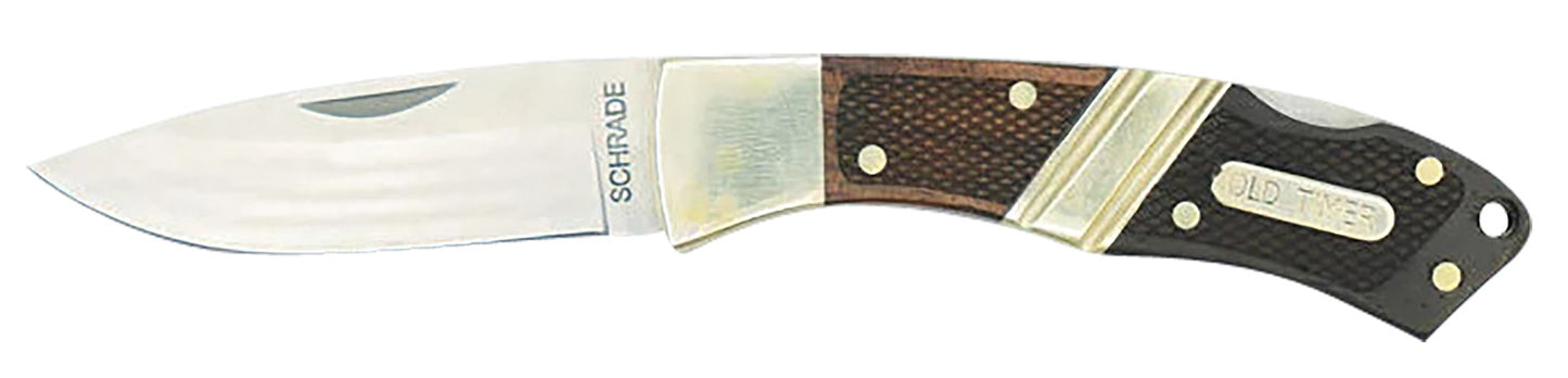 Old Timer 1181069 Mountain Beaver Jr.  2.50" Folding Drop Point Plain Mirror Polished 9Cr18MoV SS Blade, Ebony & Rosewood/Nickel Handle