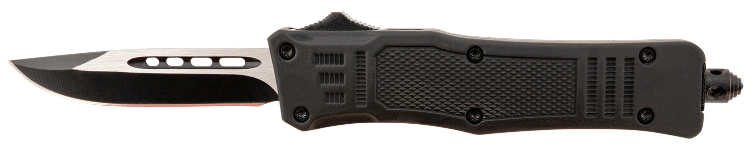 Steel River Knives MT616BDP Spartan  Mini 2.75" OTF Drop Point Plain Black/Silver 440C SS Blade/ 4.25" Black Aluminum Zinc Alloy Handle