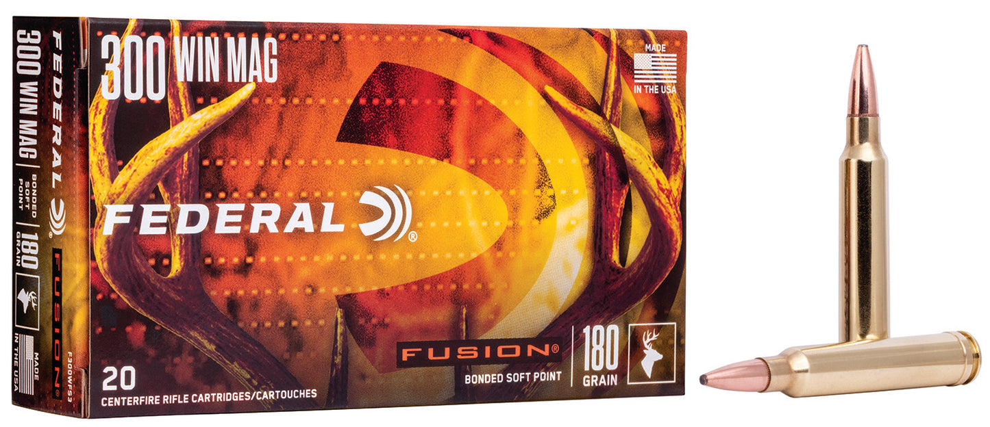 Federal F300WFS3 Fusion  300WinMag 180gr Bonded Soft Point 20 Per Box/10 Case