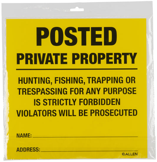 ALLEN 15824 POSTED NO TRESPASSING SIGN 12 PK
