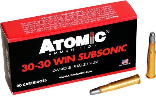 Atomic Ammunition 00410  Subsonic 30-30Win 165gr Lead Round Nose Flat Point 20 Per Box/10 Case