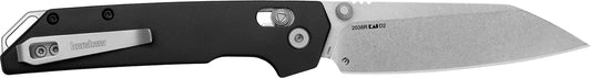 Kershaw 2038R Iridium  3.40" Folding Reverse Tanto Plain Stonewashed D2 Steel Blade, Black Anodized Aluminum Handle