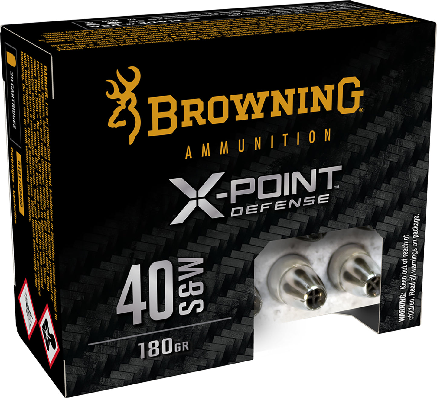 Browning Ammo B191700402 X-Point  40S&W 180gr Jacketed Hollow Point 20 Per Box/10 Case