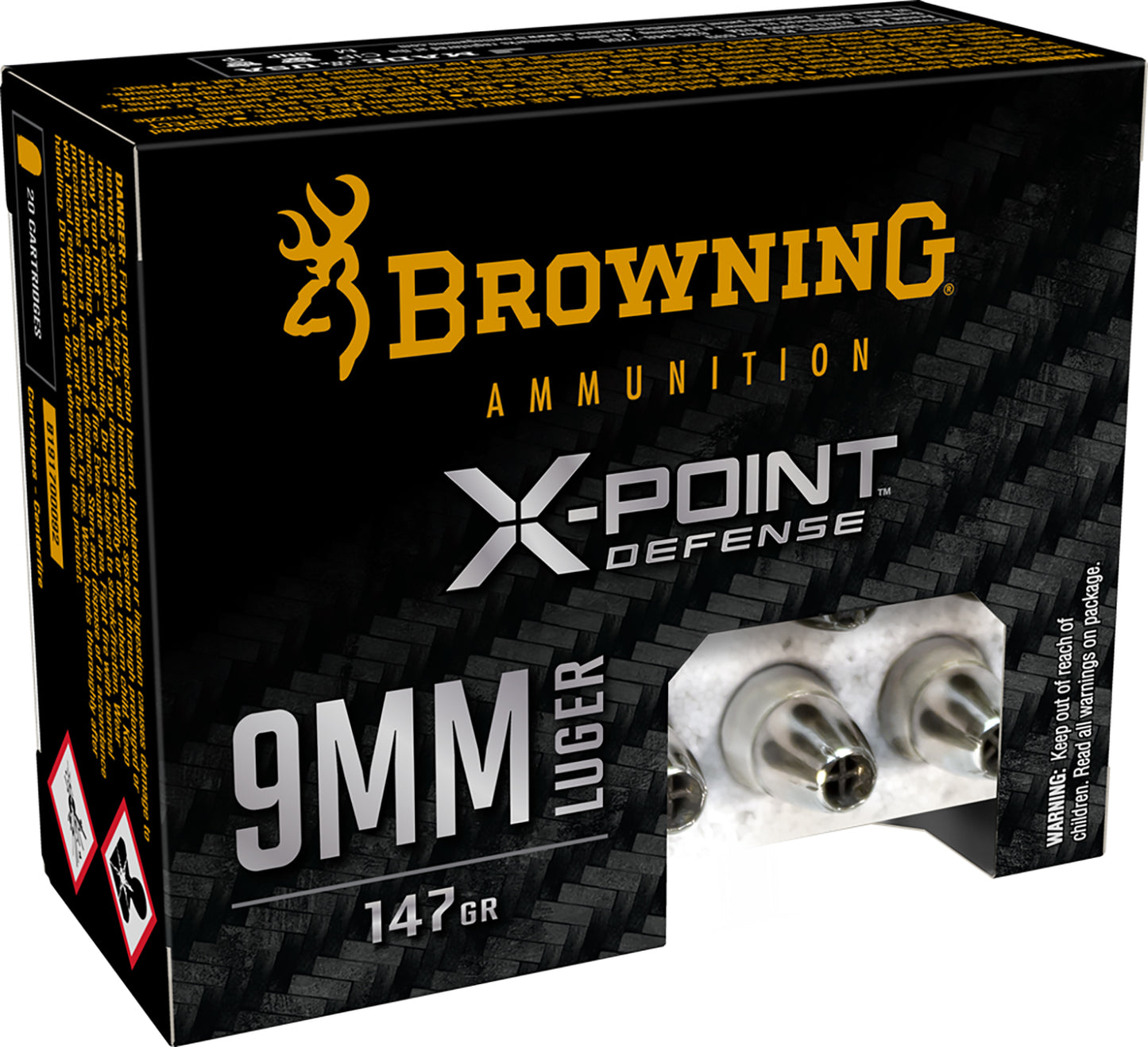 Browning Ammo B191700092 X-Point  9mm 147gr Jacketed Hollow Point 20 Per Box/10 Case