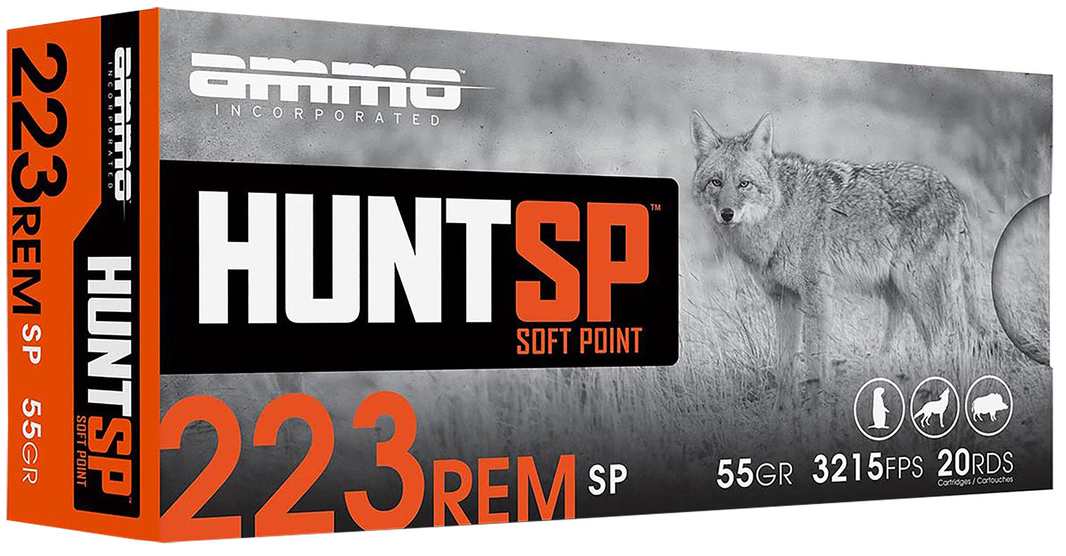 Ammo Inc 223055SPA20 Hunt  223Rem 55gr Soft Point 20 Per Box/10 Case