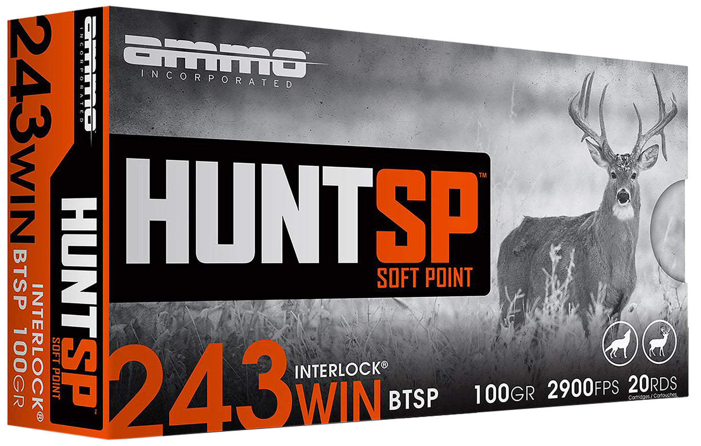 Ammo Inc 243W100SPA20 Hunt  243Win 100gr Soft Point 20 Per Box/10 Case