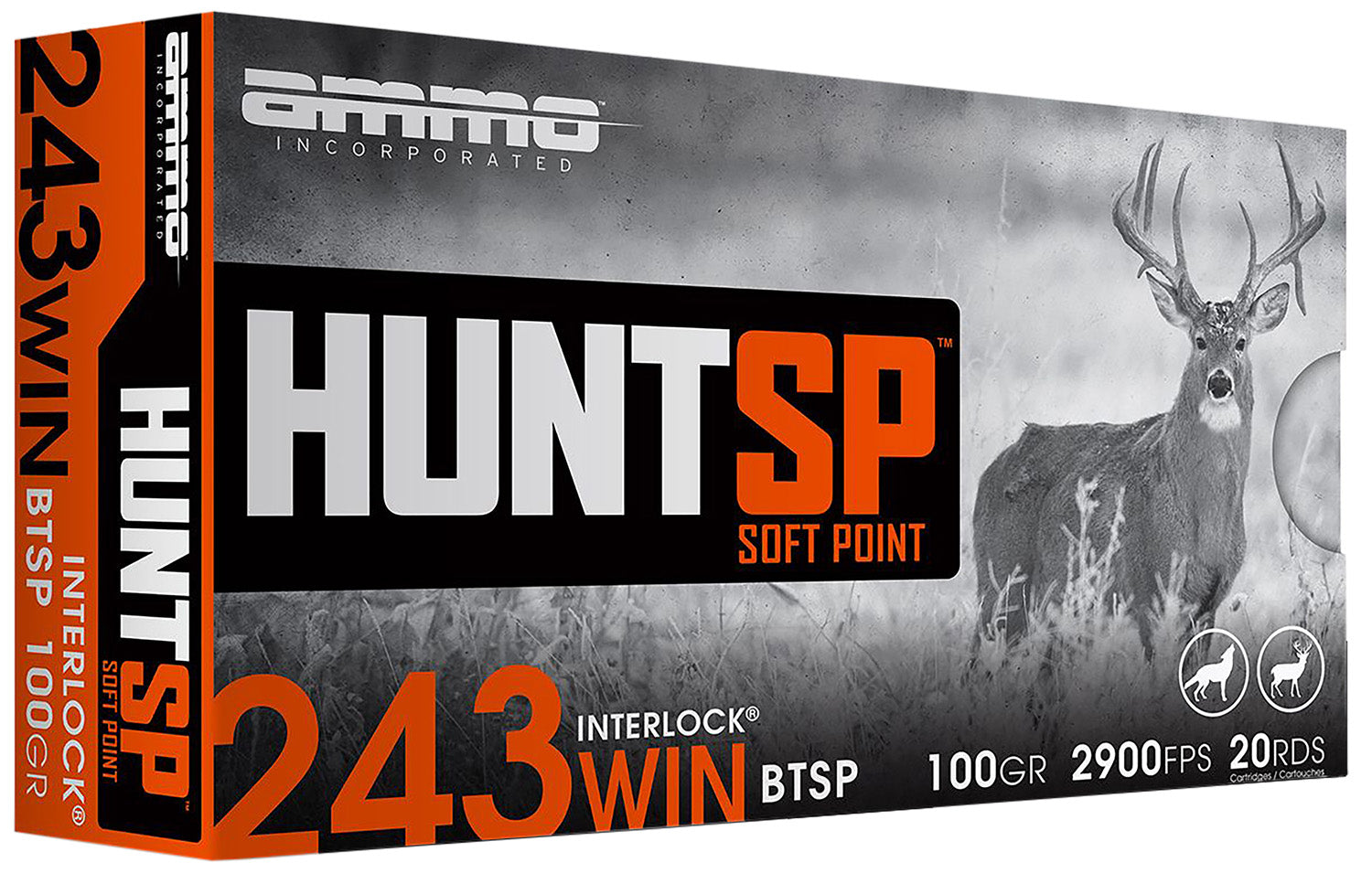 Ammo Inc 243W100SPA20 Hunt  243Win 100gr Soft Point 20 Per Box/10 Case