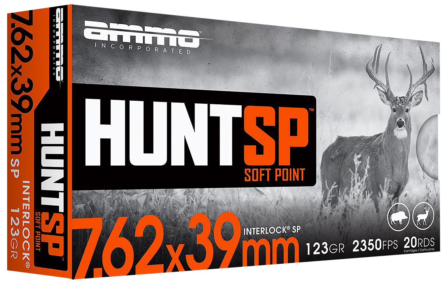 Ammo Inc 76239123SPA20 Hunt  7.62x39mm 123gr Soft Point 20 Per Box/10 Case