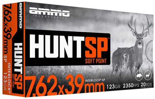 Ammo Inc 76239123SPA20 Hunt  7.62x39mm 123gr Soft Point 20 Per Box/10 Case