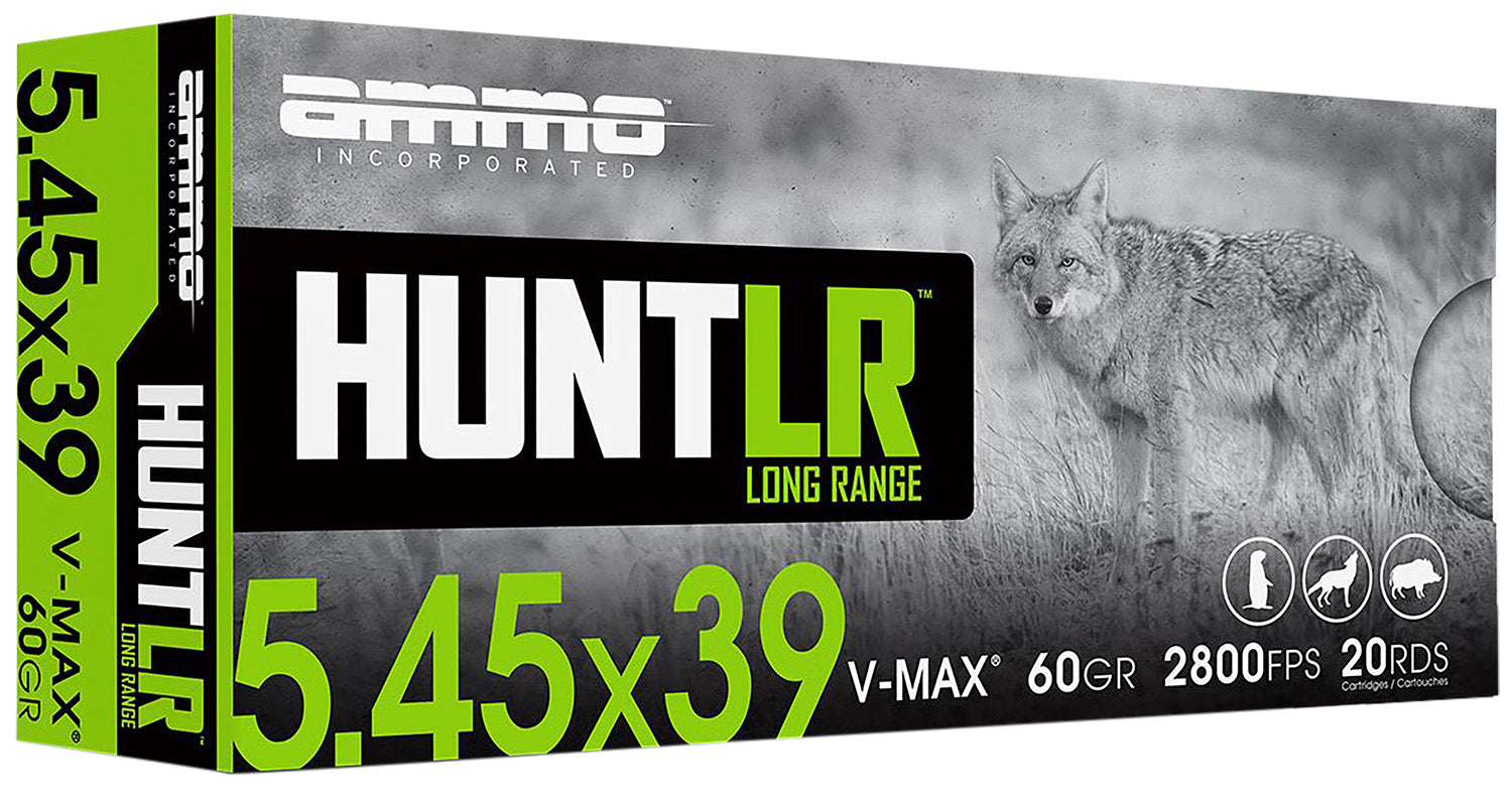 Ammo Inc 54539060VMXA20 Hunt Long Range 5.45x39mm 60gr V-Max 20 Per Box/10 Case