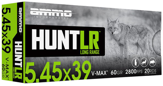 Ammo Inc 54539060VMXA20 Hunt Long Range 5.45x39mm 60gr V-Max 20 Per Box/10 Case