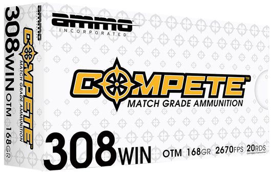 Ammo Inc 308168BTHPA20 Match  308Win 168gr Boat Tail Hollow Point 20 Per Box/10 Case