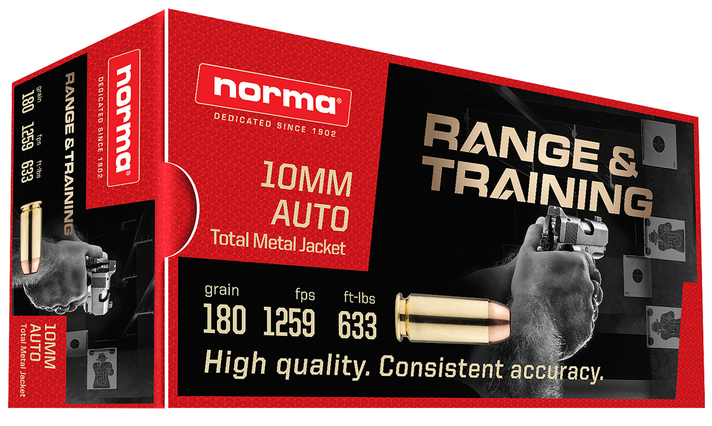 Norma Ammunition 801105383   10mm 180gr Total Metal Jacket 50 Per Box/20 Case
