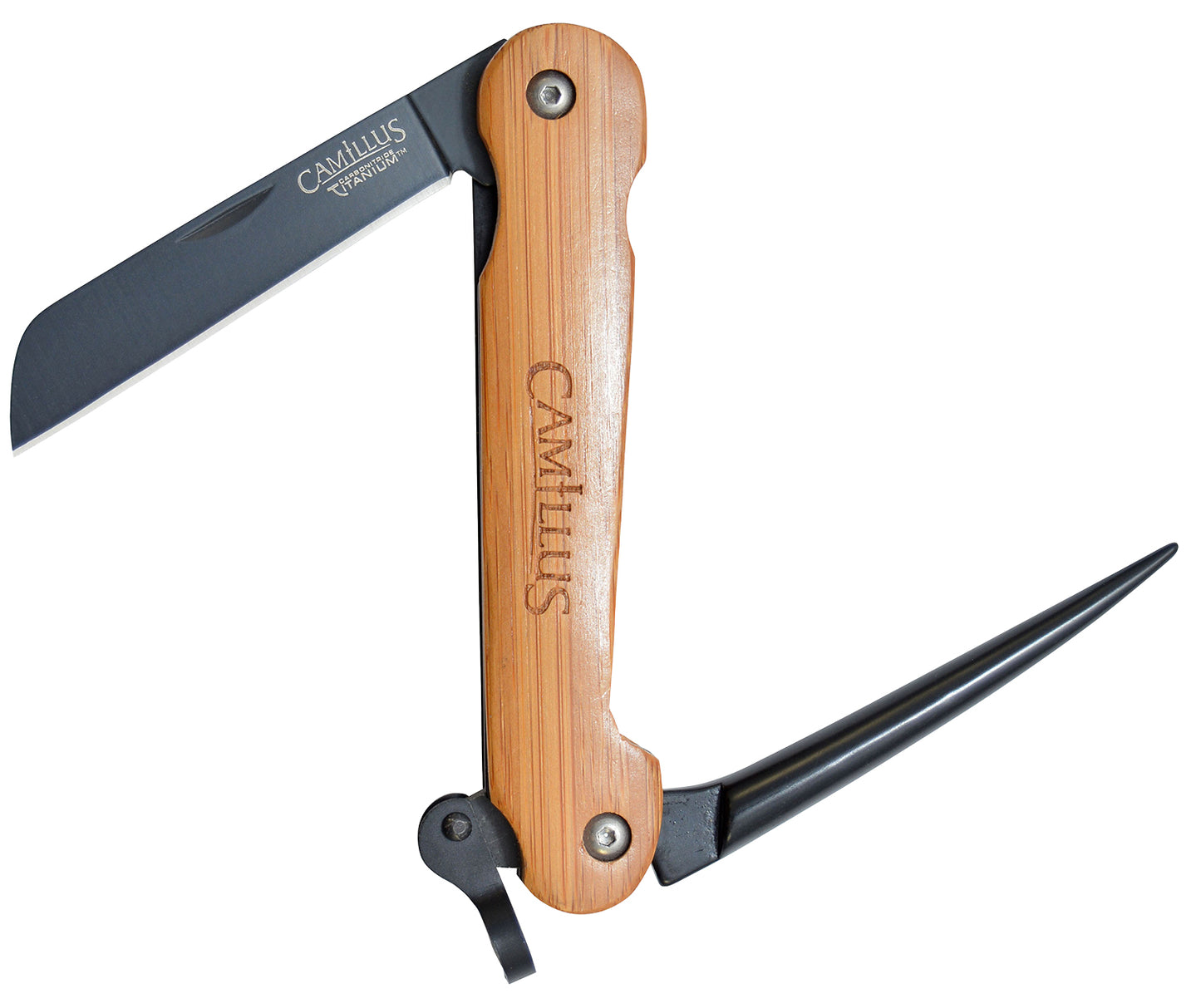 Camillus 18589-001 Marlin Spike  Folding Marlin Spike/Sheepsfoot Plain Black Carbonitride Titanium AUS-8A SS Blade, Bamboo Handle
