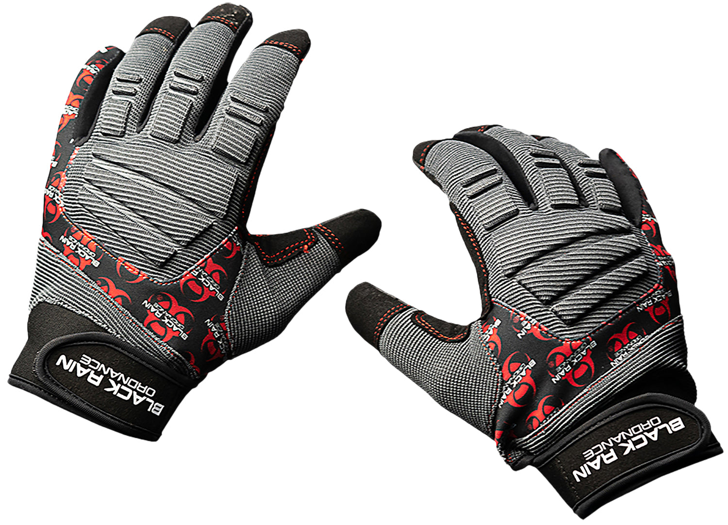 Black Rain Ordnance TACTGLOVEGRY/BLK/RD Tactical Gloves  Black/Gray/Red Small Velcro