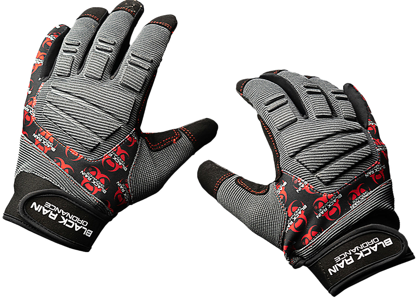 Black Rain Ordnance TACTGLOVEGRY/BLK/RDL Tactical Gloves  Black/Gray/Red Large Velcro