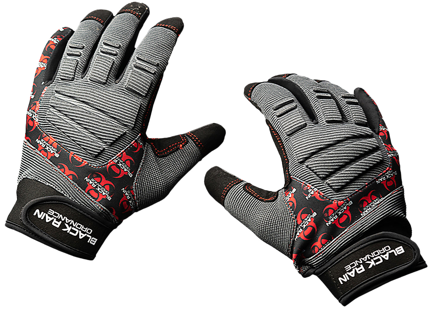 Black Rain Ordnance TACTGLOVEGRY/BLK/RD2XL Tactical Gloves  Black/Gray/Red 2XL Velcro